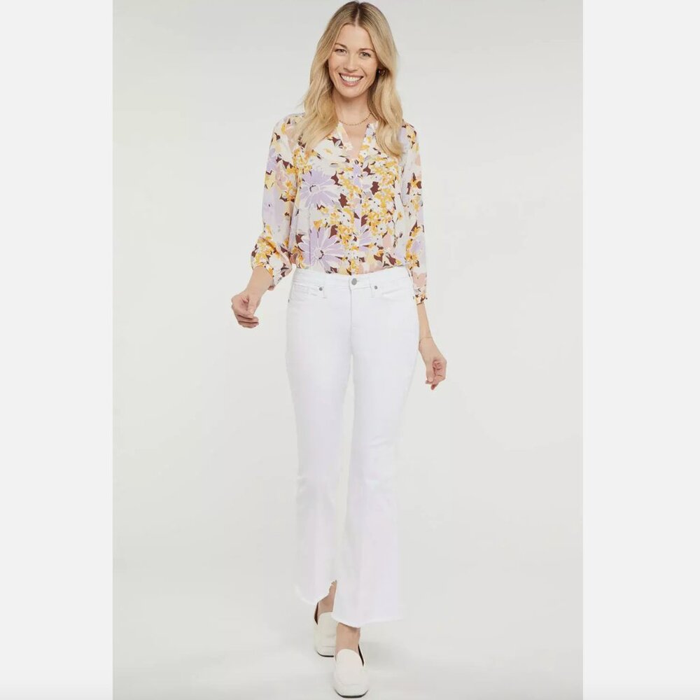 NYDJ Ava Ankle Flare Fray Hems in Optic White - Sz 6